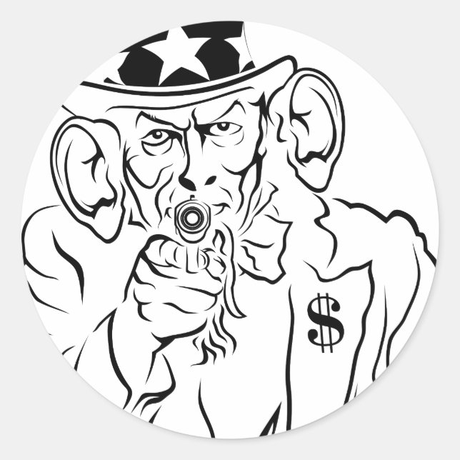 Uncle Sam Classic Round Sticker (Front)