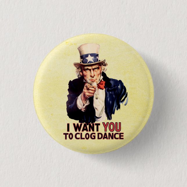 Uncle Sam Clogging Dance Pinback Button (Front)
