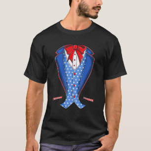 Uncle Sam Costume Hat Usa Flag Fourth 4th Of July  T-Shirt