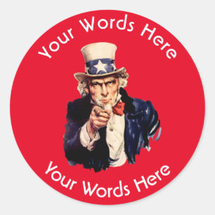 Uncle Sam Custom Classic Round Sticker