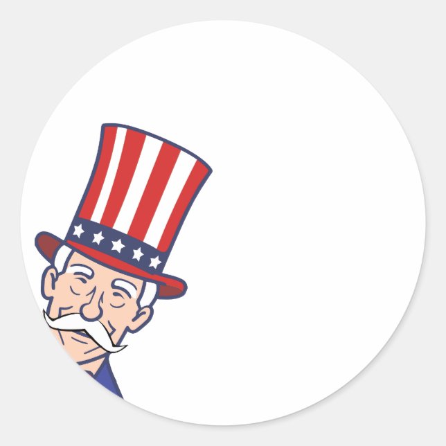 Uncle Sam Customizable 4th of July Classic Round Sticker (Front)