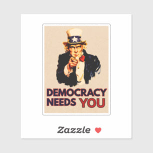 Uncle Sam 'Democracy Needs You' Sticker