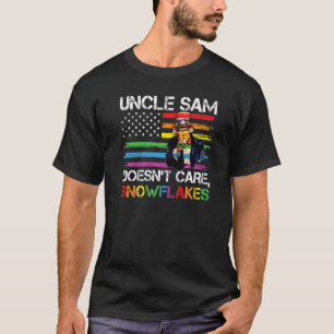 Uncle Sam Doesn't Care Snowflakes Betsy Ross Flag T-Shirt