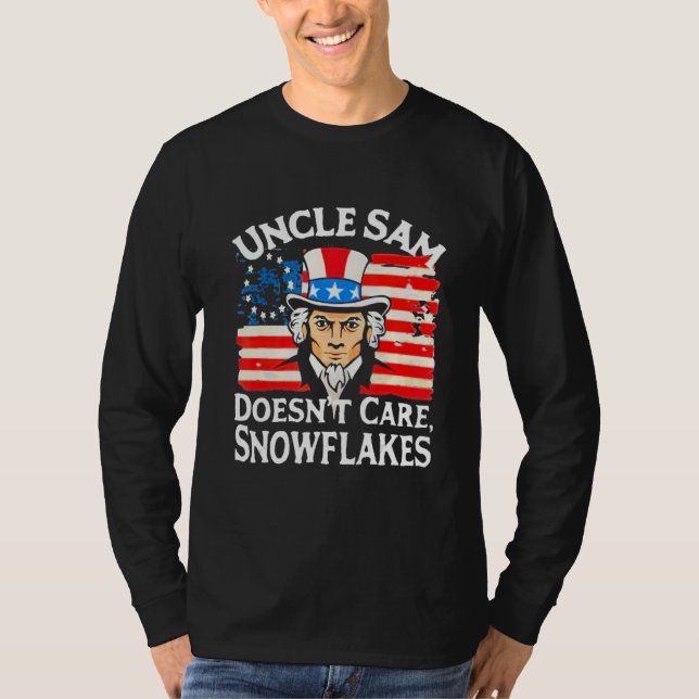 UNCLE SAM DOESN'T CARE SNOWFLAKES Funny American T-Shirt (Front)