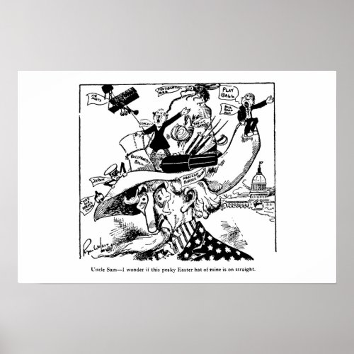 Uncle Sam Easter Hat Political Cartoon 1911 Poster