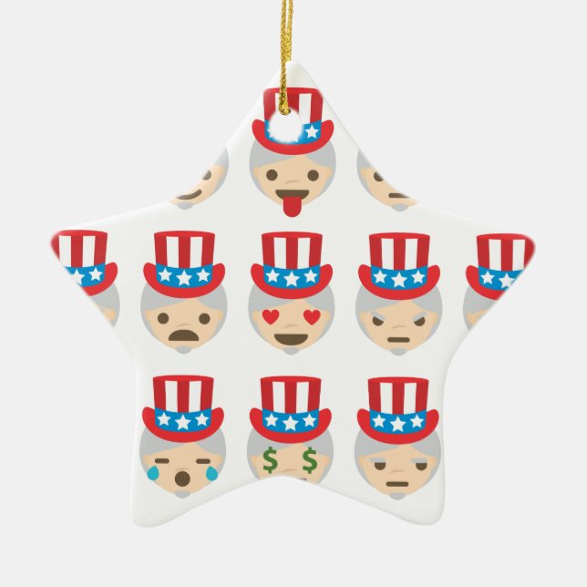uncle sam emoji ceramic ornament (Front)