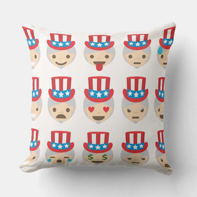 uncle sam emoji throw pillow (Front)
