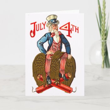 Uncle Sam Firecrackers July 4th Patriotic Vintage Card by PrintTiques at Zazzle