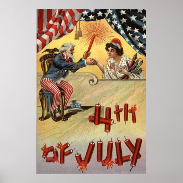 Uncle Sam Fireworks Firecracker US Flag Poster (Front)