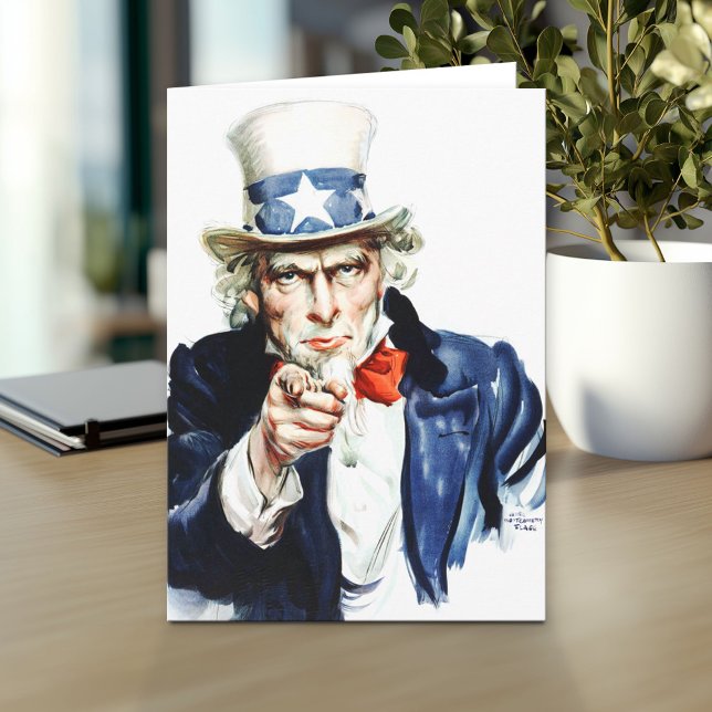 Uncle Sam - from vintage Flagg poster Card (Custom Greeting Card with Photo)