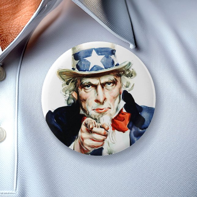 Uncle Sam - from vintage Flagg poster Pinback Button (Custom Button)