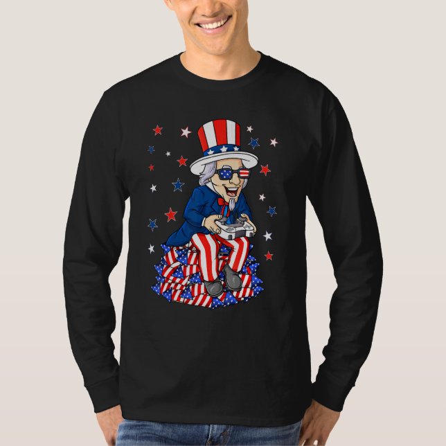 Uncle Sam Game Controller 4th Of July Boys Kids Te T-Shirt (Front)