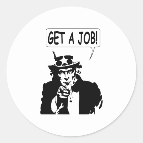 Uncle Sam Get A Job Classic Round Sticker