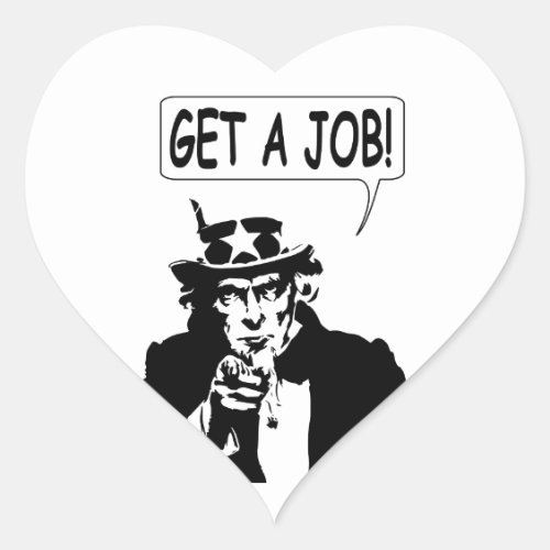 Uncle Sam Get A Job Heart Sticker