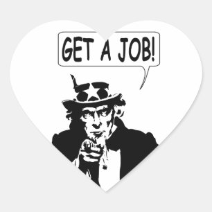 Uncle Sam Get A Job Heart Sticker