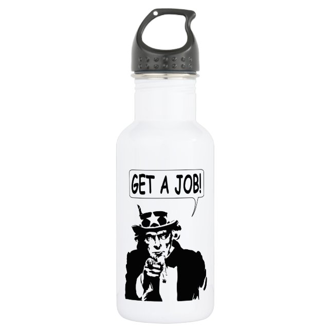 Uncle Sam Get A Job Stainless Steel Water Bottle (Front)
