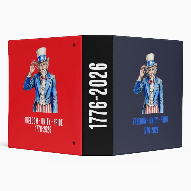 Uncle Sam Happy 4th of July Patriotic 3 Ring Binder (Background)