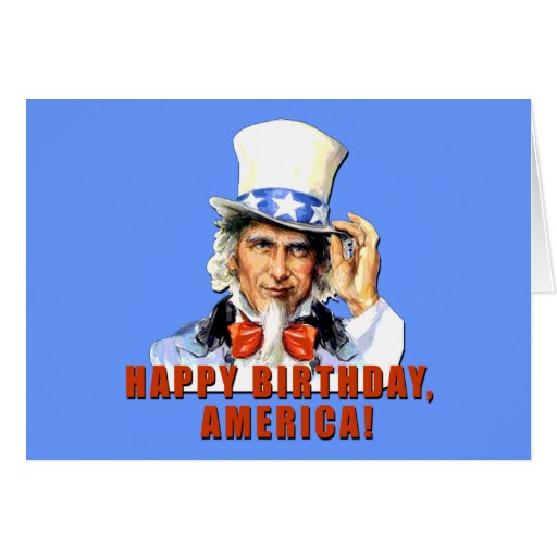 Uncle Sam Happy Birthday America Tshirt Card | Zazzle