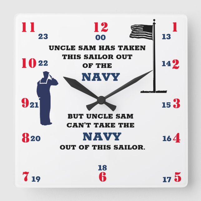 UNCLE SAM HAS TAKEN  THIS SAILOR OUT  OF THE SQUARE WALL CLOCK (Front)