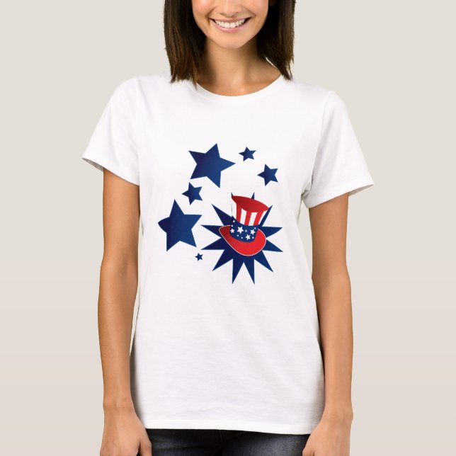 Uncle Sam hat and stars T-Shirt (Front)
