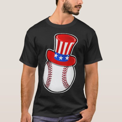 Uncle Sam Hat on Baseball Ball Independence Day 4t T_Shirt