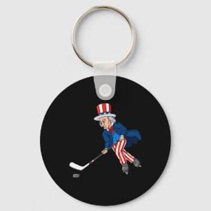 Uncle Sam Hockey 4th Of July Patriotic Boys Kids T Keychain