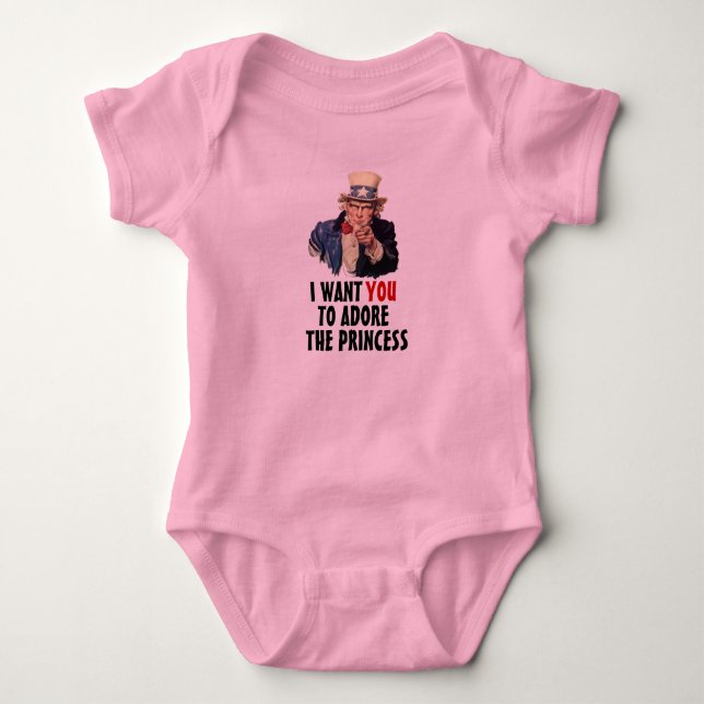 Uncle Sam I Want You Adore The Princess Kids Baby Bodysuit (Front)