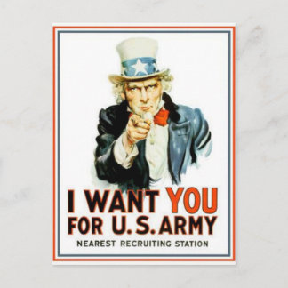 Uncle Sam I Want You Army Postcard