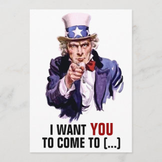 Uncle Sam "I Want You" Customizable Invitation