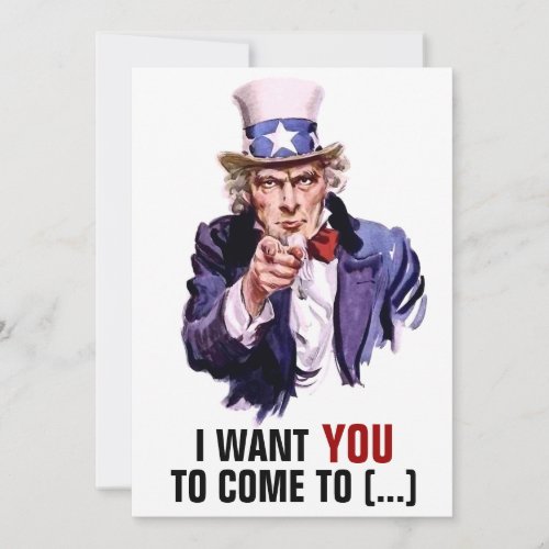 Uncle Sam I Want You Customizable Invitation