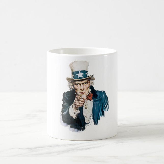 Uncle Sam I Want You Customize With Your Text Coffee Mug (Center)