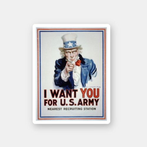 Uncle Sam I Want You For Us Army Vintage Poster  Sticker