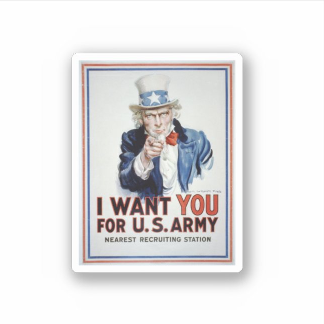 Uncle Sam I Want You For Us Army Vintage Poster  Sticker (Front)
