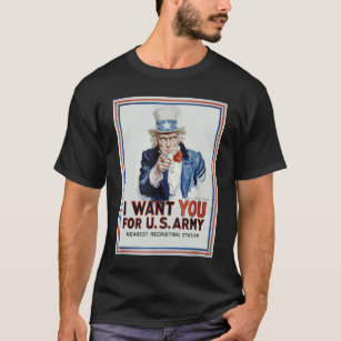 Uncle Sam I Want You For US Army Vintage Poster T-Shirt