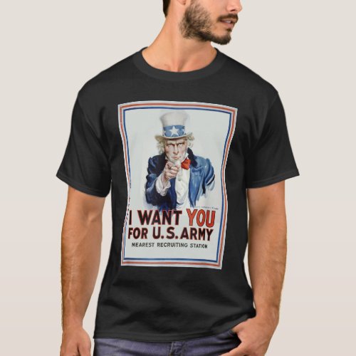 Uncle Sam I Want You For US Army Vintage Poster T_Shirt