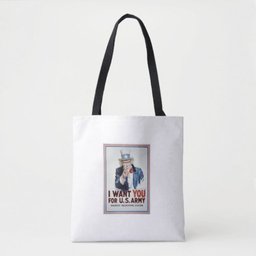 Uncle Sam I Want You For Us Army Vintage Poster  Tote Bag