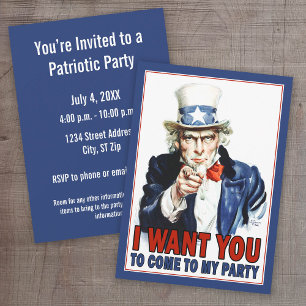 Uncle Sam - I WANT YOU - Party Invitation