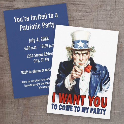 Uncle Sam - I WANT YOU - Party Invitation