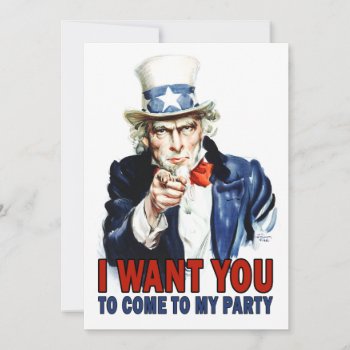 Uncle Sam - I Want You - Party Invitation by My2Cents at Zazzle