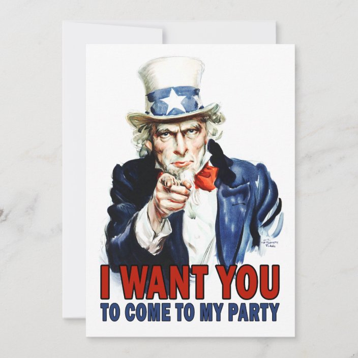 Fetes Occasions Speciales Invitations Anniversaire I Want You Oncle Sam Usa Invitation Cartes Cartes De Voeux Papeterie