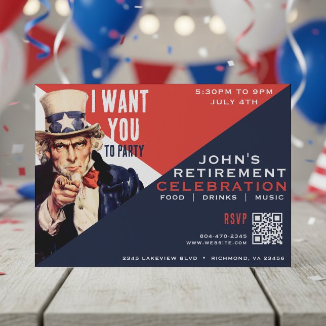 Uncle Sam I Want You Retirement Party Invitation (Uncle Sam I Want You Retirement Party Invitation
)