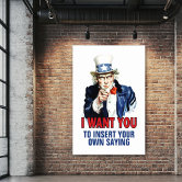 【生写真あります！】Want you! Want you!(TYPE-A) I Want You Uncle Sam Add Your Text Customized Poster | Zazzle