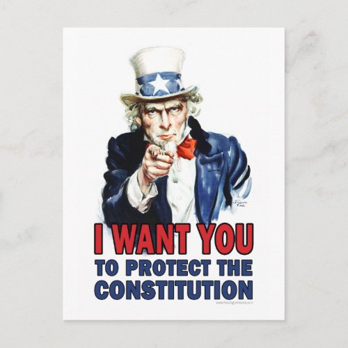 Uncle Sam I want you to protect the constitution Postcard