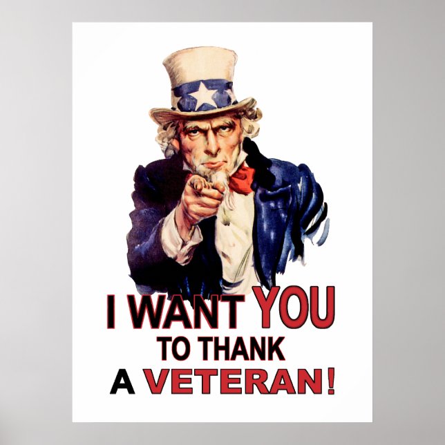 Uncle Sam I Want You To Thank A Veteran Poster (Front)
