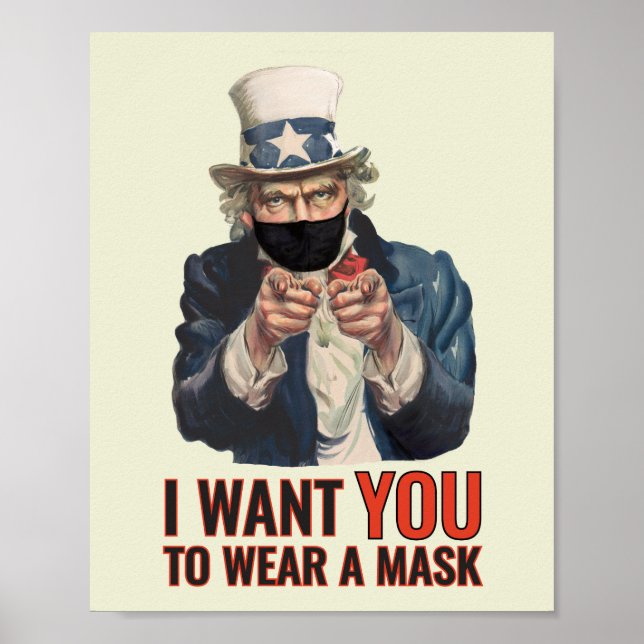 Uncle Sam - I want you to wear a mask - propaganda Poster (Front)