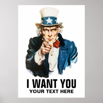 Uncle Sam I Want You Vintage Poster by AntiquePosters at Zazzle