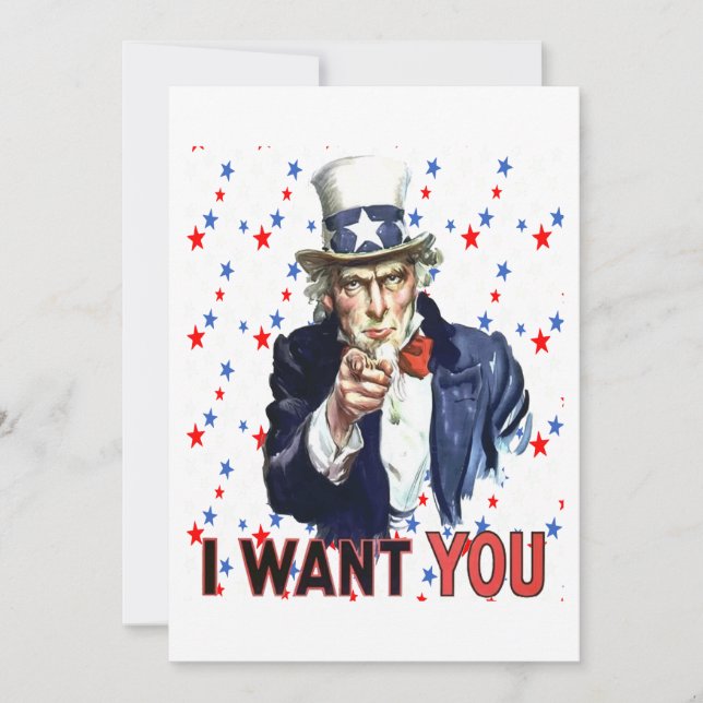 Uncle Sam I Want You With Stars and Stripes Invitation (Front)