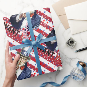 Uncle Sam I Want You With Stars and Stripes  Wrapping Paper