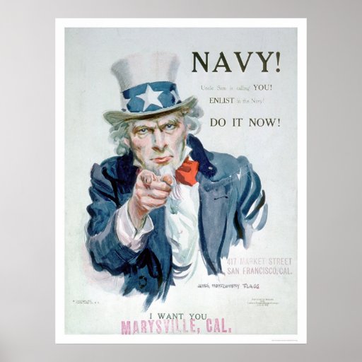 Uncle Sam is Calling You! Enlist Navy (US02148B) Poster | Zazzle