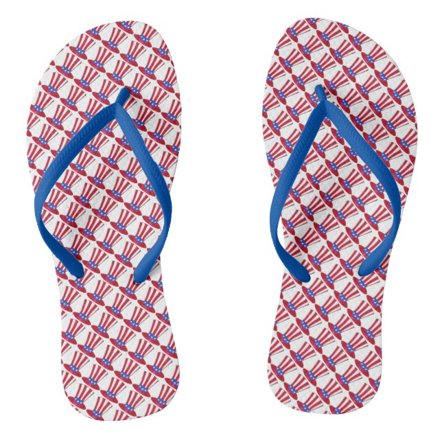 Uncle Sam July 4th USA Patriotic American Flag Flip Flops (Footbed)